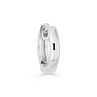 Pendiente de aro de plata rodiada, diámetro 9 mm