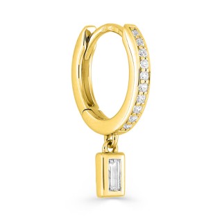 Brinco argola banhado a ouro e zircónia, brinco único