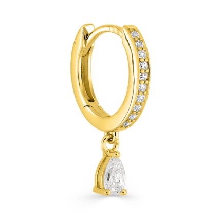Brinco argola simples banhado a ouro, charme e zircónias