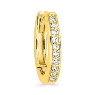 Brinco único argola banhado a ouro e zircónia