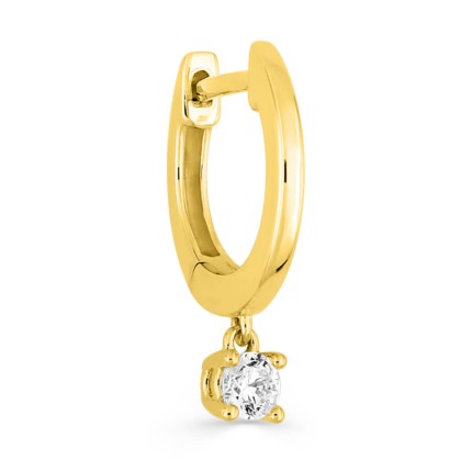 Brinco único argola, charme de zircónia