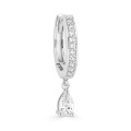 Brinco de argola em prata,  oval e com zircónias