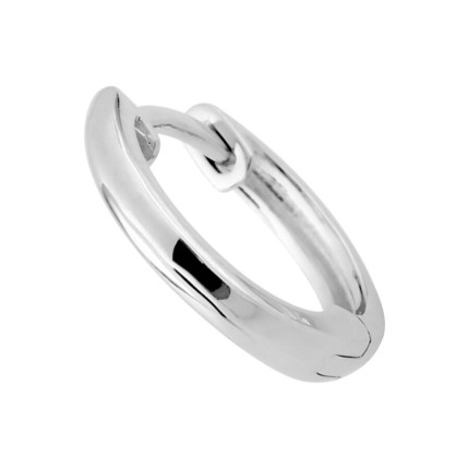 Pendiente de aro en plata rodiada, diámetro 11 mm
