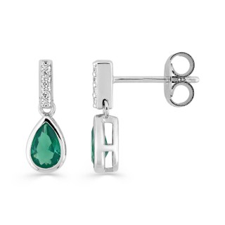 Pendientes colgantes de plata con circonitas blancas y verdes