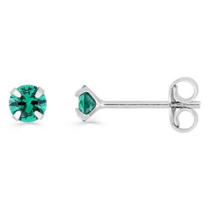 Pendientes de plata y circonita verde