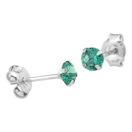 Brincos de prata e zircónia verde