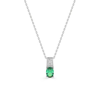 Collar de plata colgante de circonita verde