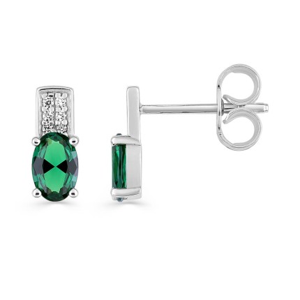 Pendientes piedras verdes de plata con circonita