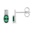 Pendientes piedras verdes de plata con circonita