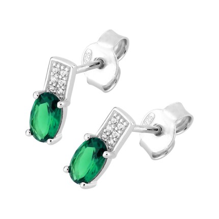 Pendientes piedras verdes de plata con circonita