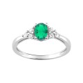 Anillo solitario de plata y circonita verde
