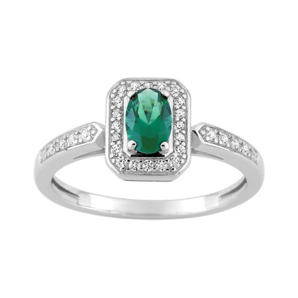 Anillo de plata y circonitas bicolor