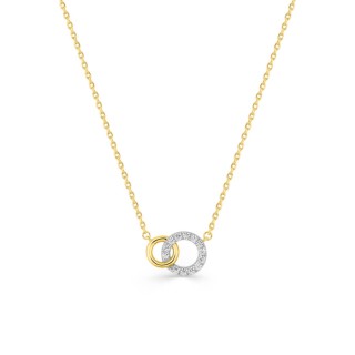 Collar de cadena forçat con círculo bañado en oro de 5 mm + círculo entrelazado con circonita de 8 mm