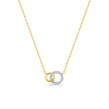 Collar de cadena forçat con círculo bañado en oro de 5 mm + círculo entrelazado con circonita de 8 mm