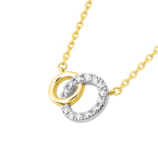 Collar de cadena forçat con círculo bañado en oro de 5 mm + círculo entrelazado con circonita de 8 mm