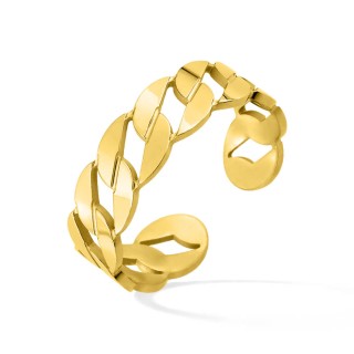 Anel de elos em aço dourado