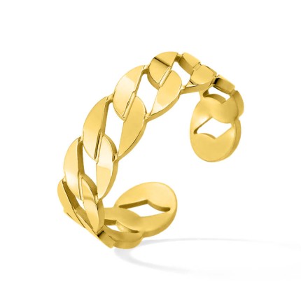 Anillo de eslabones de acero dorado