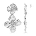 Pendientes flor de acero plateado