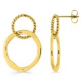 Brincos de argola torcida de 10 mm e de argola de 20 mm em aço dourado