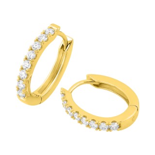 Brincos de argola em ouro amarelo de 9K com um diamante de 0,30 ct F-VS