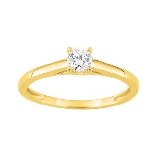 Anillo solitario en oro amarillo 9K con diamante sintético 0,25 ct