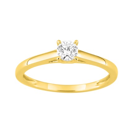 Anel solitário em ouro amarelo 9K com diamante sintético 0,25 ct