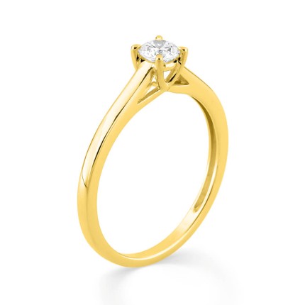 Anillo solitario en oro amarillo 9K con diamante sintético 0,25 ct
