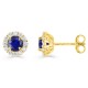 Pendientes oro amarillo 9K con zafiros y diamantes sintéticos 0,26 ct