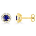 Pendientes oro amarillo 9K con zafiros y diamantes sintéticos 0,26 ct