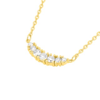 Collar de oro amarillo 9K colgante media luna 7 diamantes sintéticos 0,17 ct F-VS