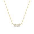 Colar em ouro amarelo 9K com pendente em meia-lua 7 diamantes sintéticos 0,17 ct F-VS
