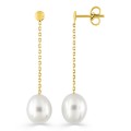 Pendientes de gota en oro amarillo 9K y perla 7 mm