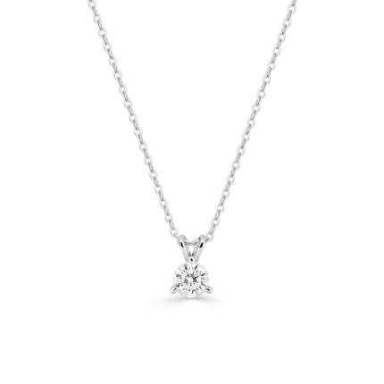 Colar em ouro branco 9K com diamante sintético 0,20 ct F-VS
