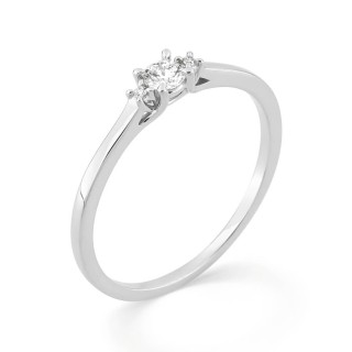 Anillo de oro blanco 9K y diamantes sintéticos 0,11 ct