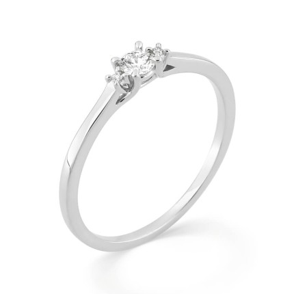 Anel em ouro branco 9K e diamantes sintéticos 0,11 ct