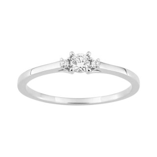 Anillo de oro blanco 9K y diamantes sintéticos 0,11 ct