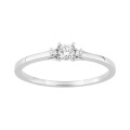 Anel em ouro branco 9K e diamantes sintéticos 0,11 ct