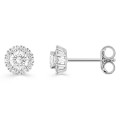 Brincos em ouro branco de 9K com roseta de diamantes criados 0,40 ct