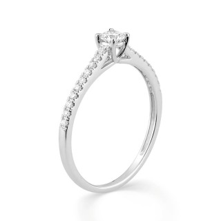 Anel solitário em ouro branco 9K com diamantes sintéticos 0,27 ct