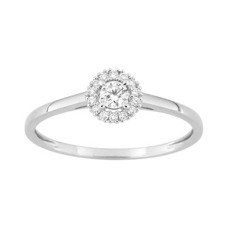 Anillo de oro 9K blanco y diamantes sintéticos 0,15 ct