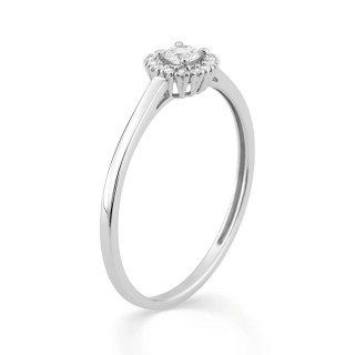 Anillo de oro 9K blanco y diamantes sintéticos 0,15 ct