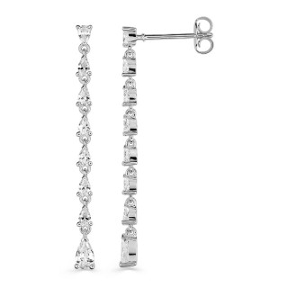 Pendientes de plata largos 14 circonitas