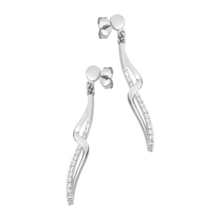 Pendientes de plata tiras largo 2 circonita