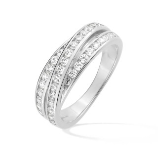 Anillo de plata 2 aros cruzados circonita