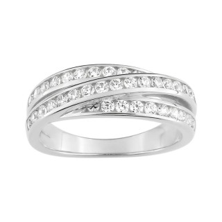 Anillo de plata 2 aros cruzados circonita