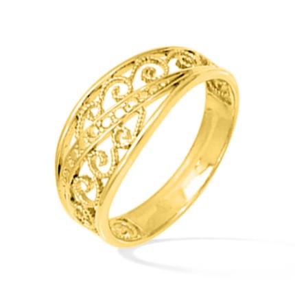 Anel folheado a ouro design com filigrana