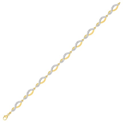 Pulseira banhada a ouro bicolor desenho 8 com zircónias