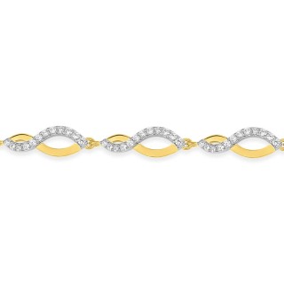 Pulseira banhada a ouro bicolor desenho 8 com zircónias