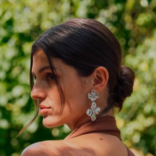 Pendientes flor de acero plateado