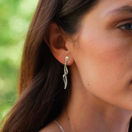 Pendientes de plata tiras largo 2 circonita